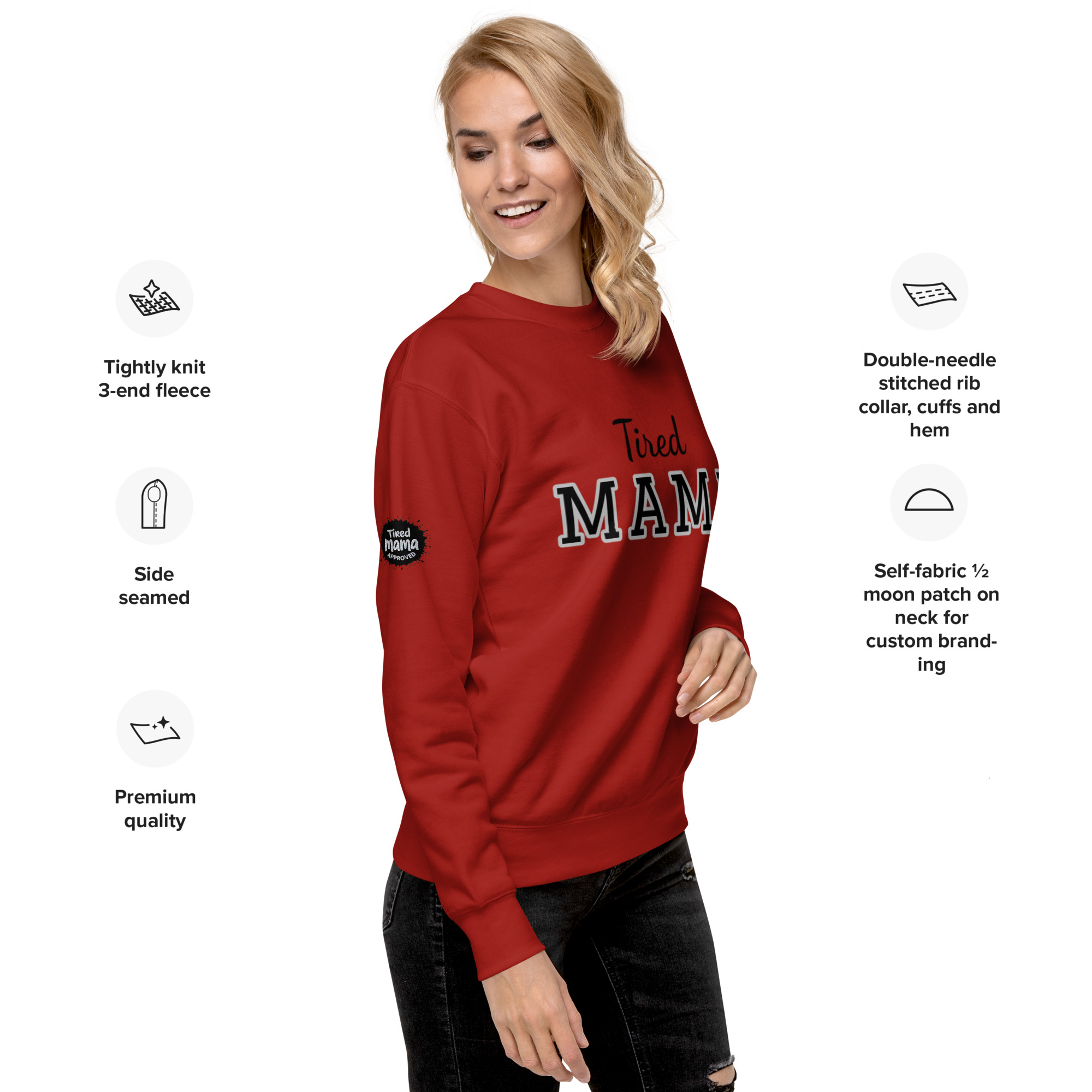 Tired Mama Dark Edition Unisex Premium Sweatshirt - Image 16